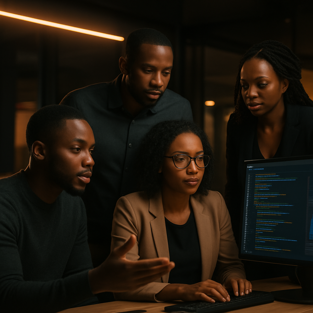 The Afrifront team collaborating on digital projects